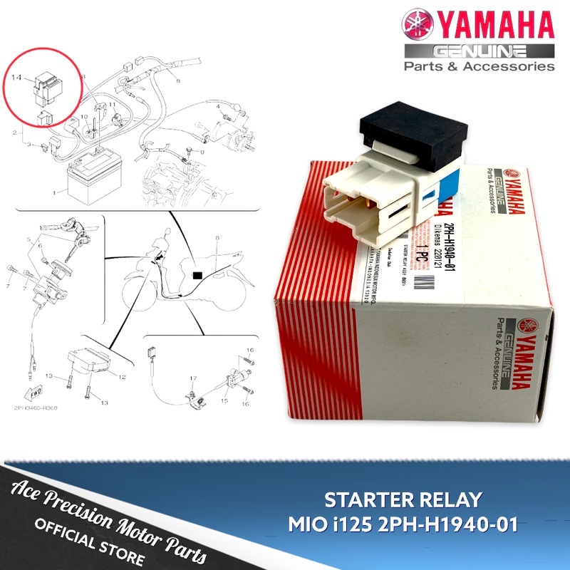 STARTER RELAY MIO I125 AEROX V1 2PH H1940 01 YAMAHA GENUINE Shopee