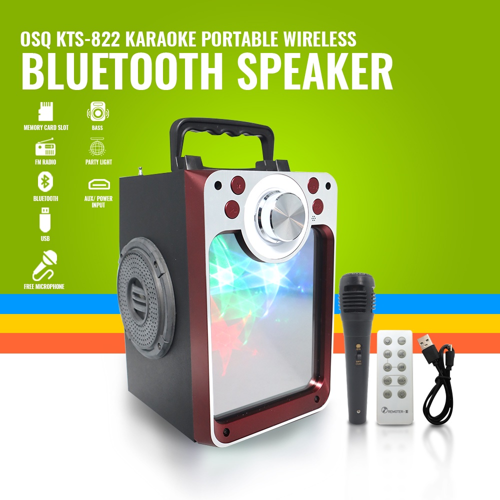 Osq Karaoke Portable Bluetooth Speaker Kts With Free Mic Shopee