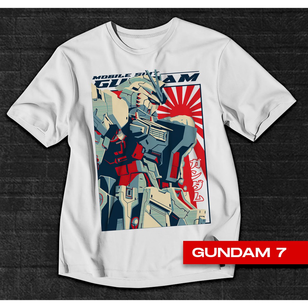 Artees Gundam T Shirt Sublimation White Oversized Shirt Unisex Tops