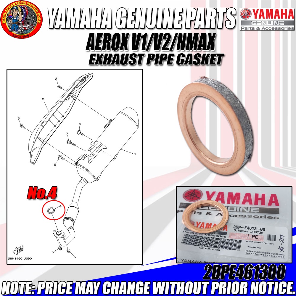 AEROX V1 V2 NMAX V1 V2 EXHAUST PIPE GASKET YAMAHA GENUINE 2DP E4613