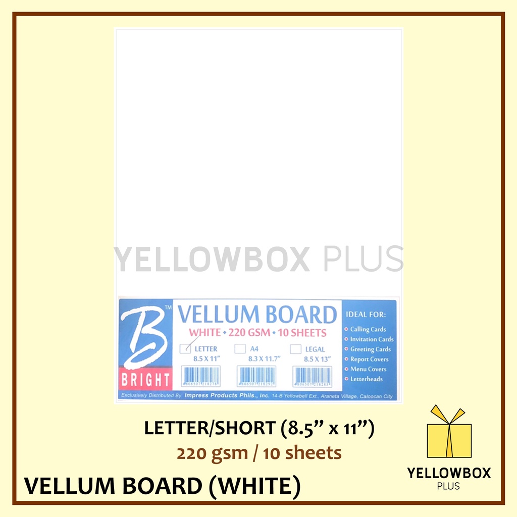 Pcs White Vellum Board A Letter Short Long Size Paper Gsm