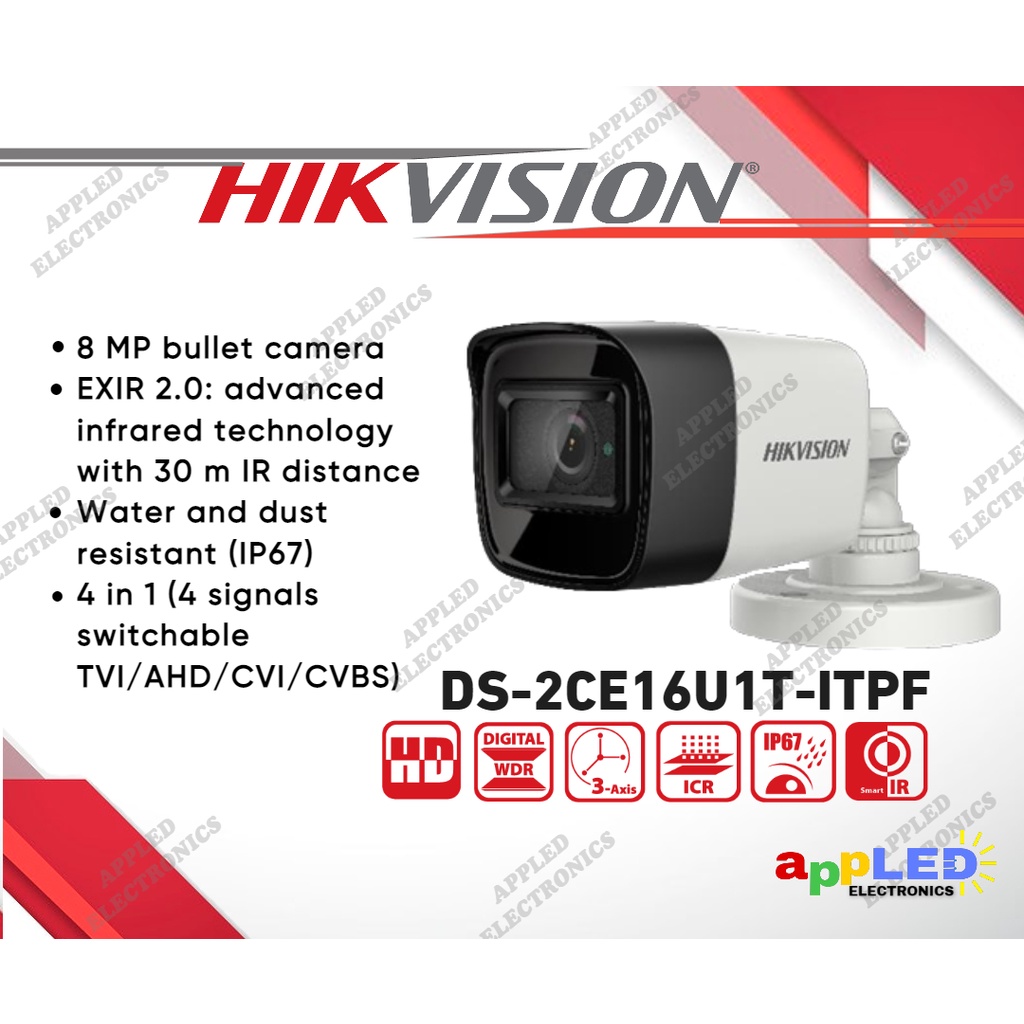 Hikvision Ds Ce U T Itpf Mp K Resolution Bullet Analog Infrared