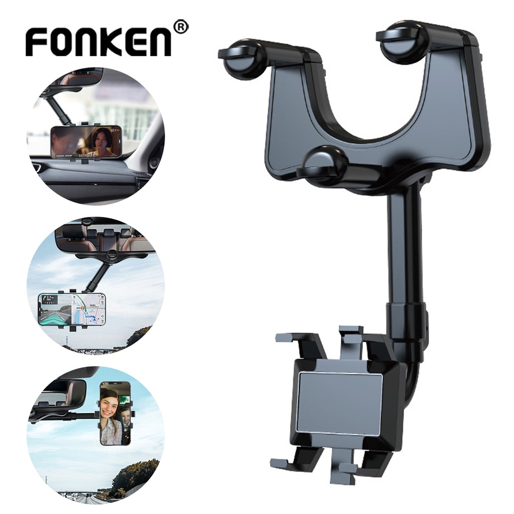 Fonken Degree Rear View Mirror Phone Holder For Car Mount And Gps