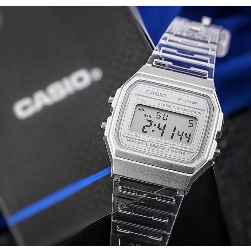 Casio F 91WS 7D Classic Digital Quartz F91WS 7D Clear Transparent