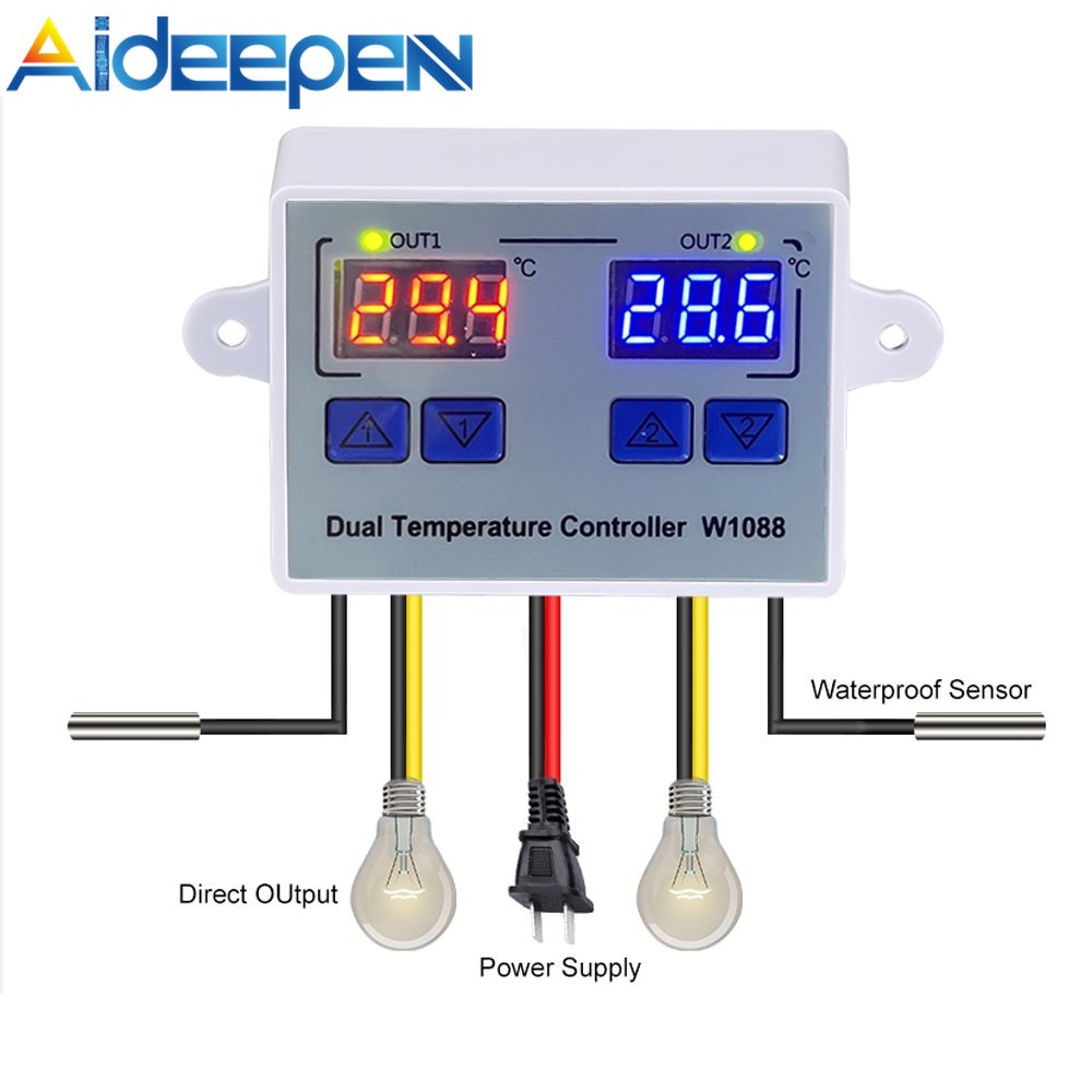 Aideepen W Dual Temperature Controller Microcomputer Thermostat Dc