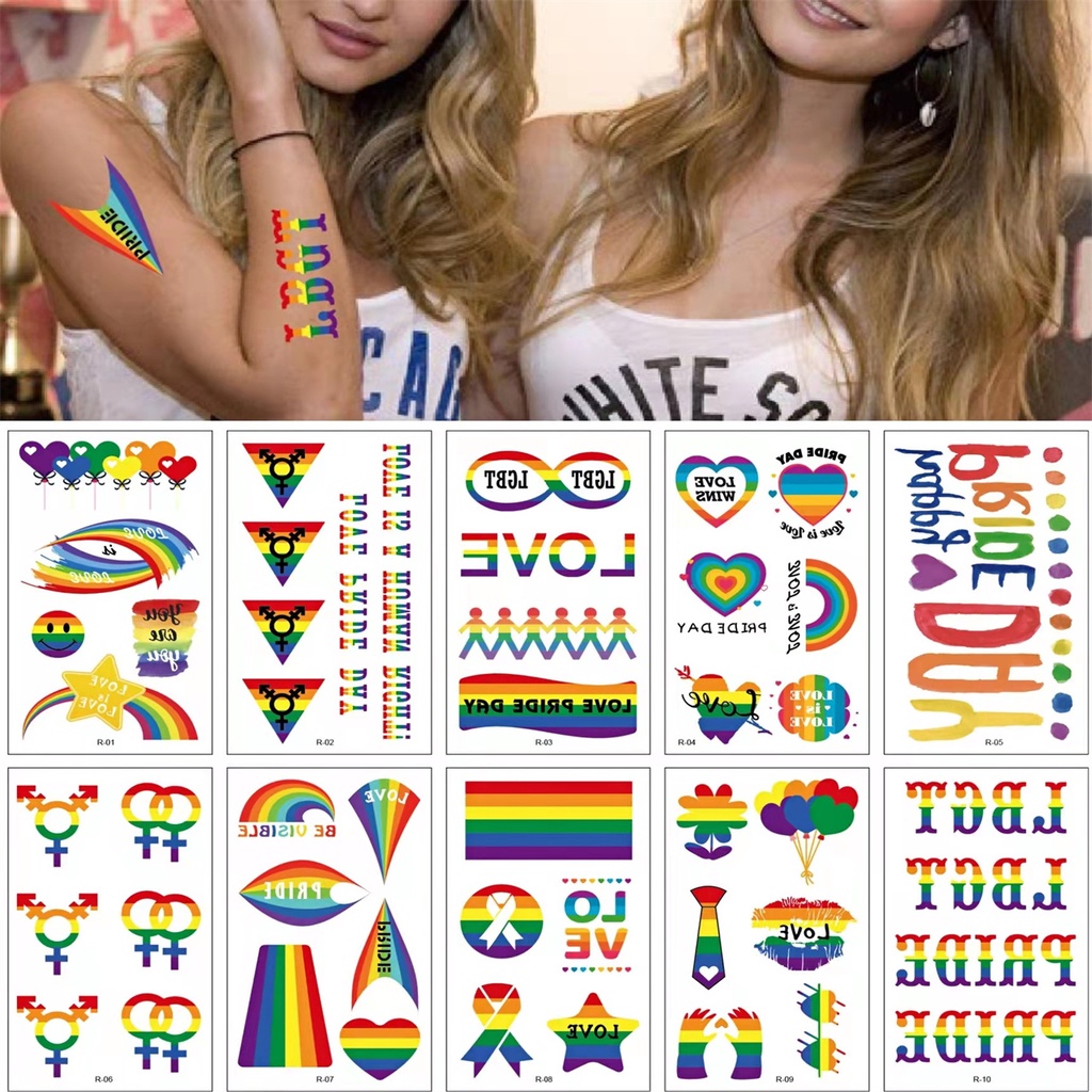 Pcs Pride Rainbow Sticker Waterproof Rainbow Sticker Rainbow Tattoo