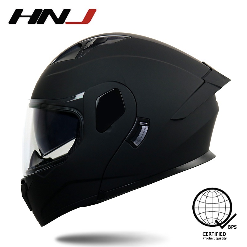 Hnj Plain Modular Helmet Full Face Or Half Unisex Motorcycle