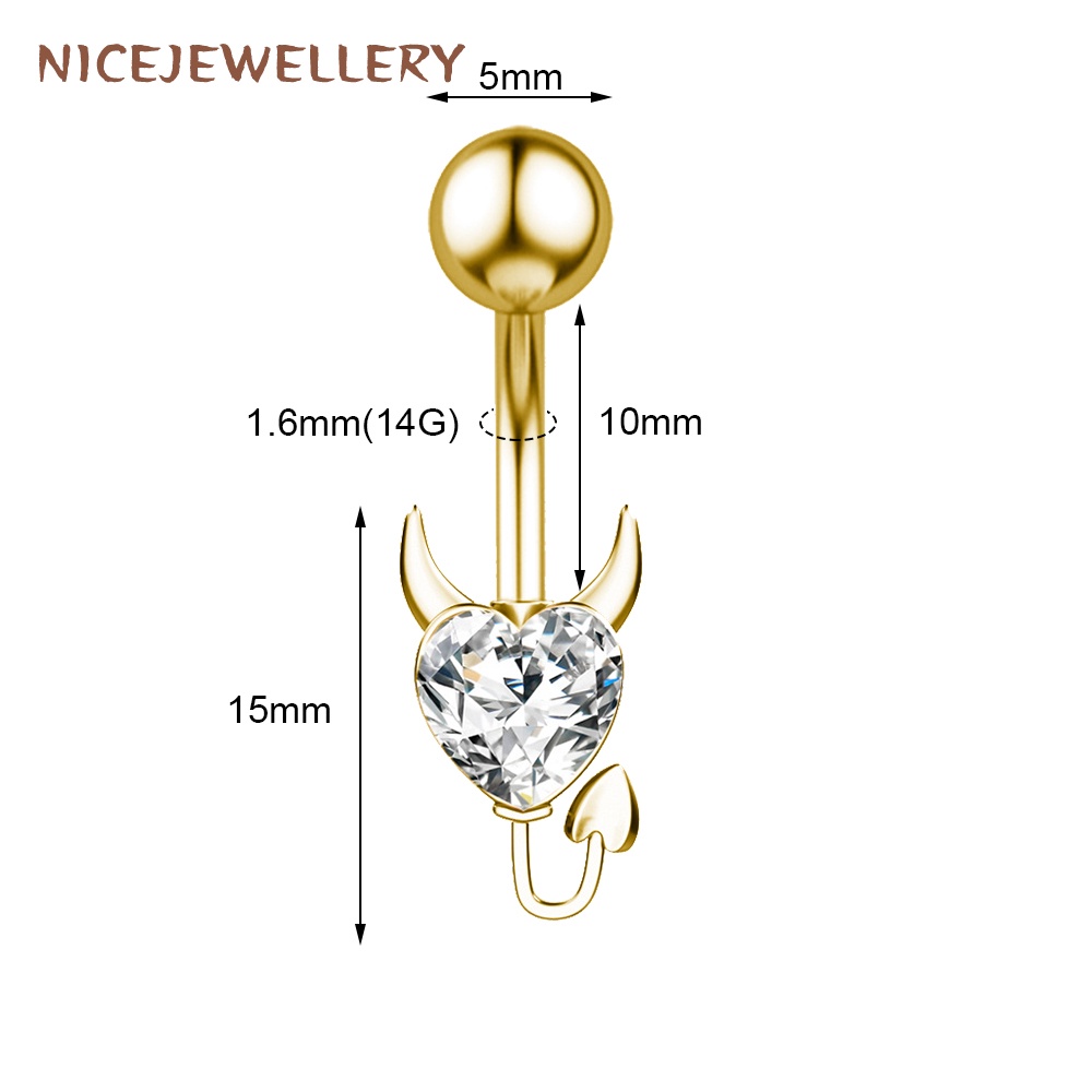 Pc Punk Crystal Navel Piercings Rose Gold Anti Allergy Bellybutton