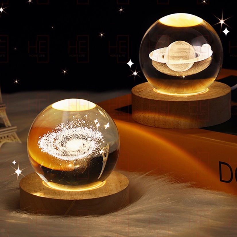 Crystal Ball Night Light Crystal Astronaut Planet Globe 3D Laser