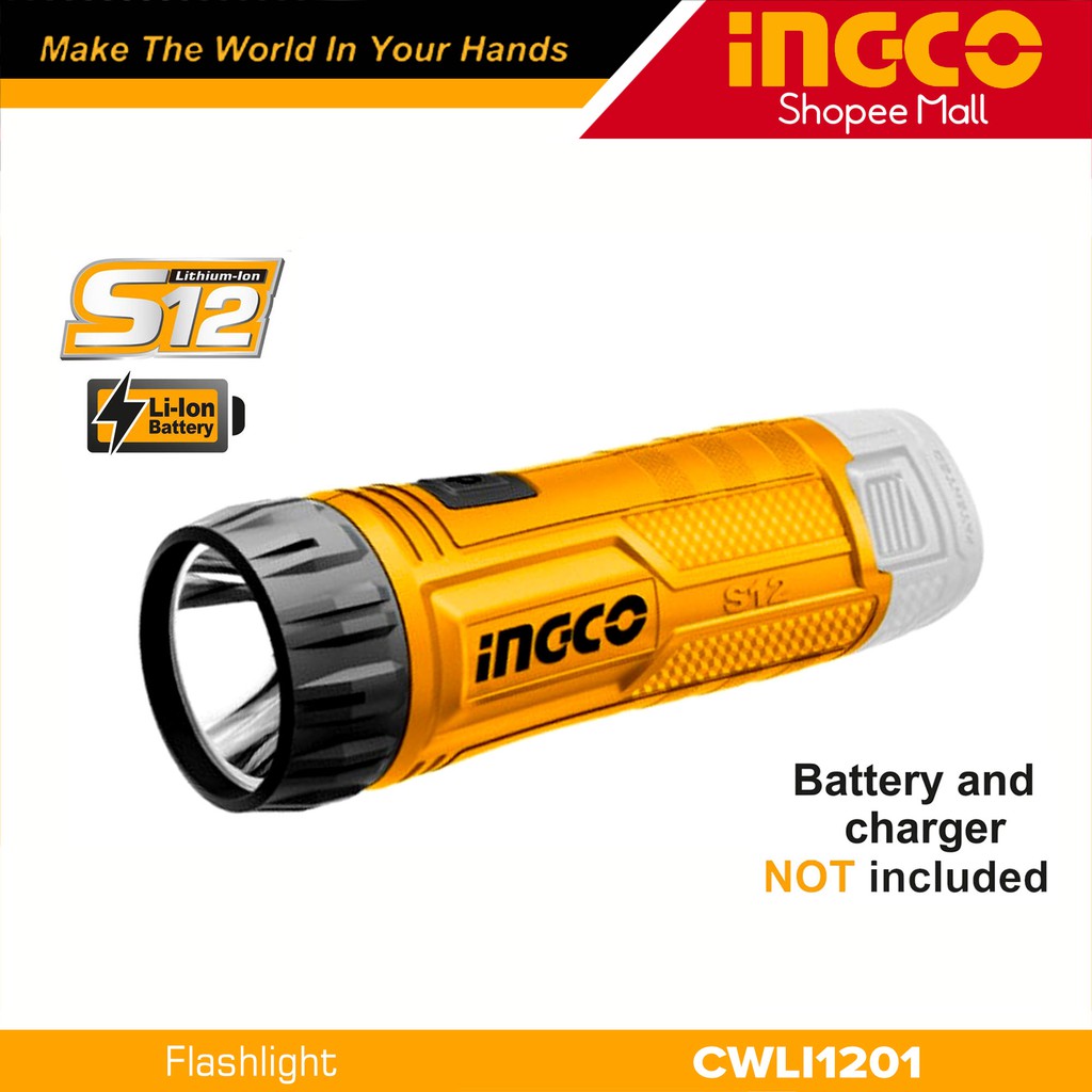 Ingco CWLI1201 FBLI12152 FCLI12071 S12 Lithium Ion Flashlight With