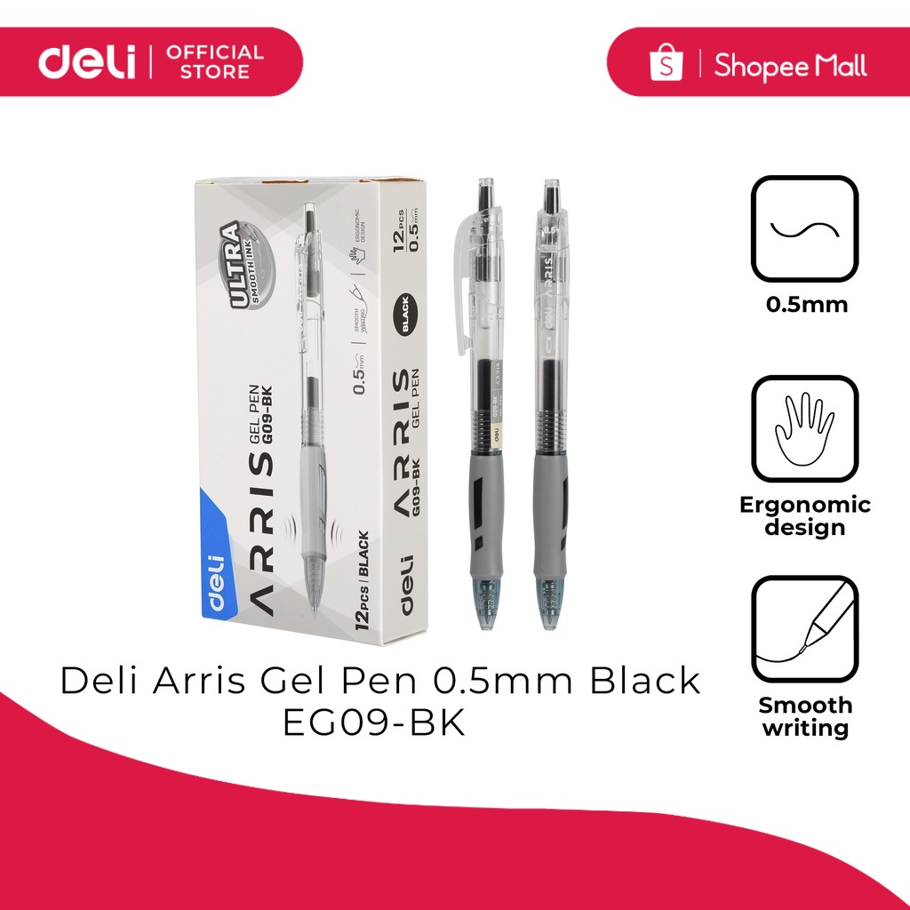 Deli Eg Bk Arris Gel Pen Mm Black Pc Eg Bk Shopee