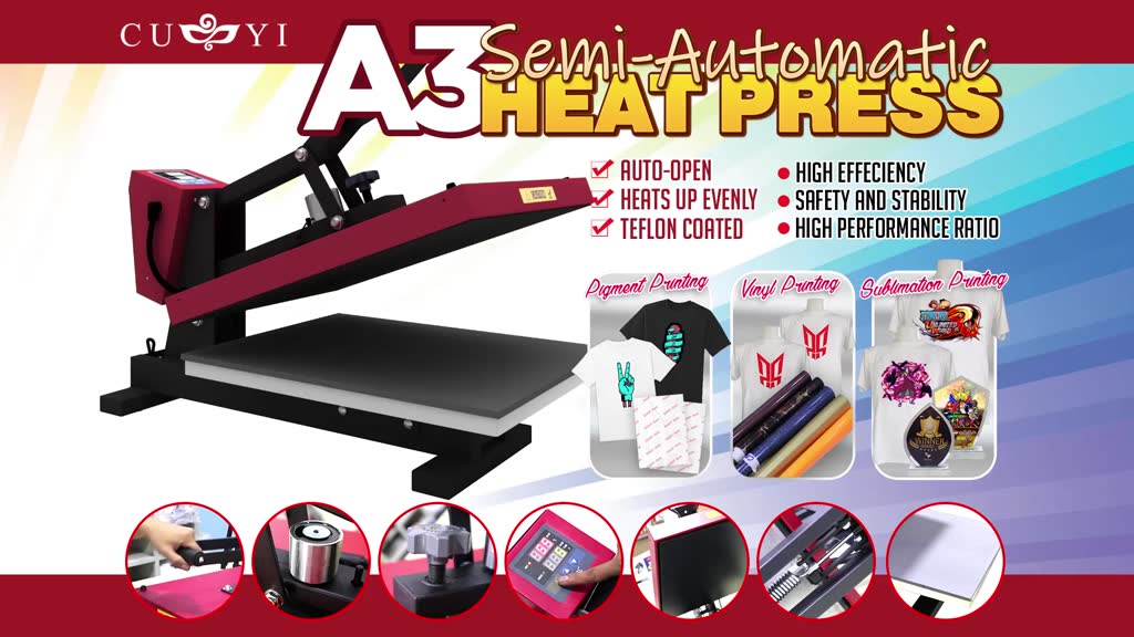 Cuyi A3 Size Heavy Duty Digital Heat Press Machine 15x18 Inches Flatbed