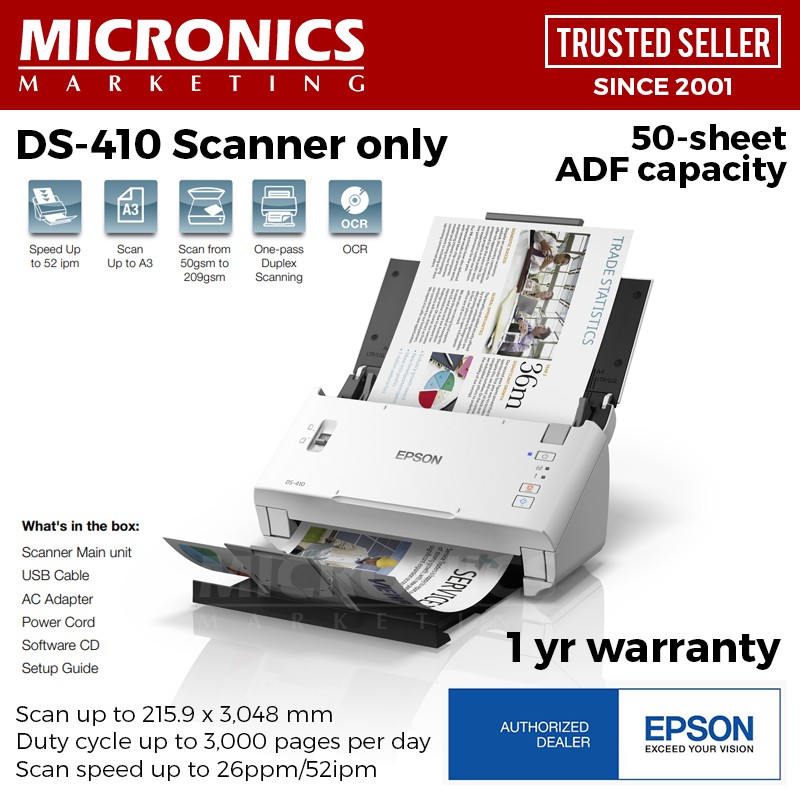 Epson Workforce Ds A Duplex Sheet Fed Document Scanner Scan Up