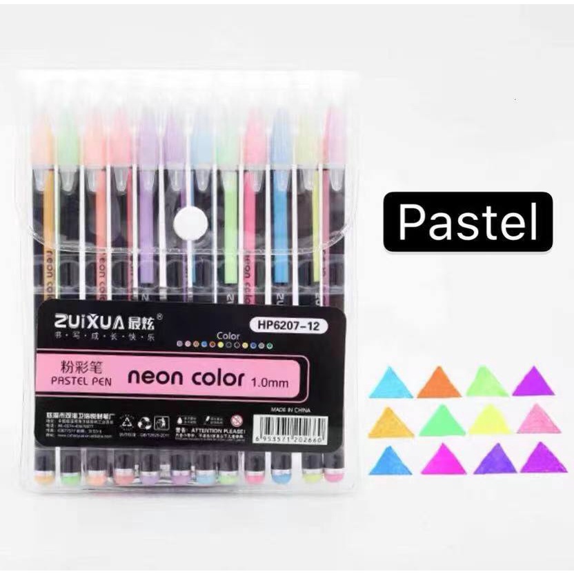 Rice Zuixua Neon Color Pen 12 Colors Set Metallic Glitter Highlighter