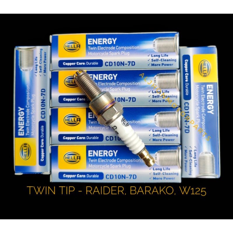 HELLA ENERGY SPARK PLUG TWIN TIP Double Tip XRM MIO TMX Raider Barako