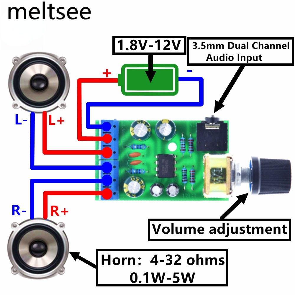 TDA2822M 2 0 Stereo Audio Amplifier Board Dual Channel AUX