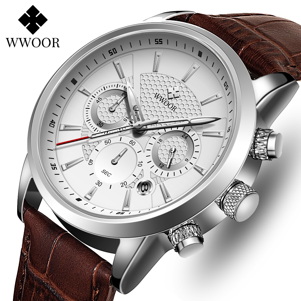 Wwoor Design Men Watches Top Brand Luxury Waterproof Leather Quartz