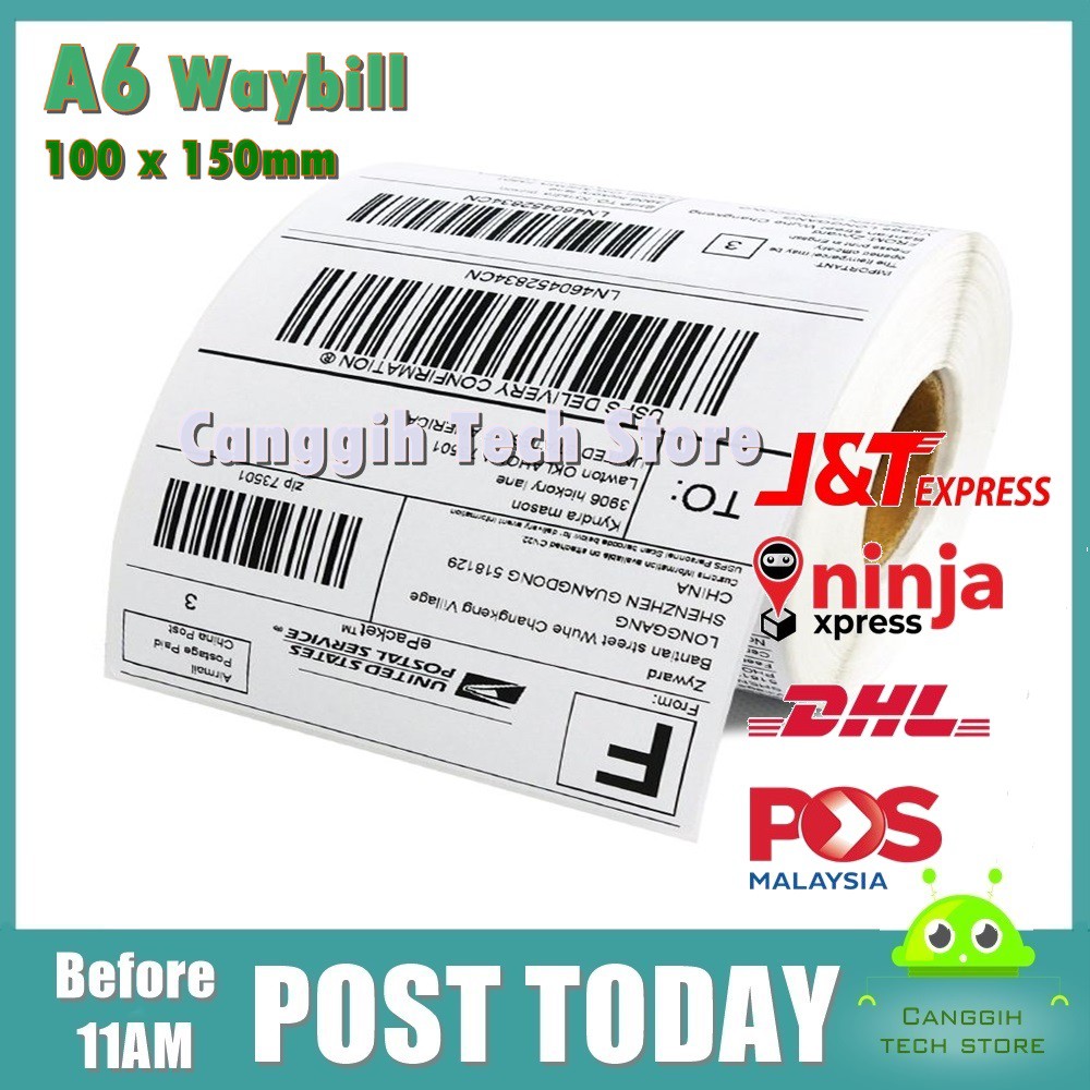 A Thermal Label Sticker Airway Bill Waybill Consignment Note Slip Pos