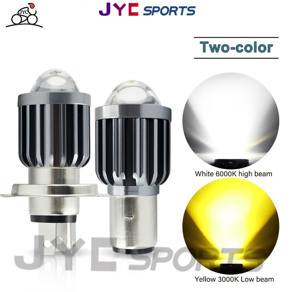 Motorcycle Headlight Led Bulbs H6 Ba20d H4 With Lens Two Color Hi Lo