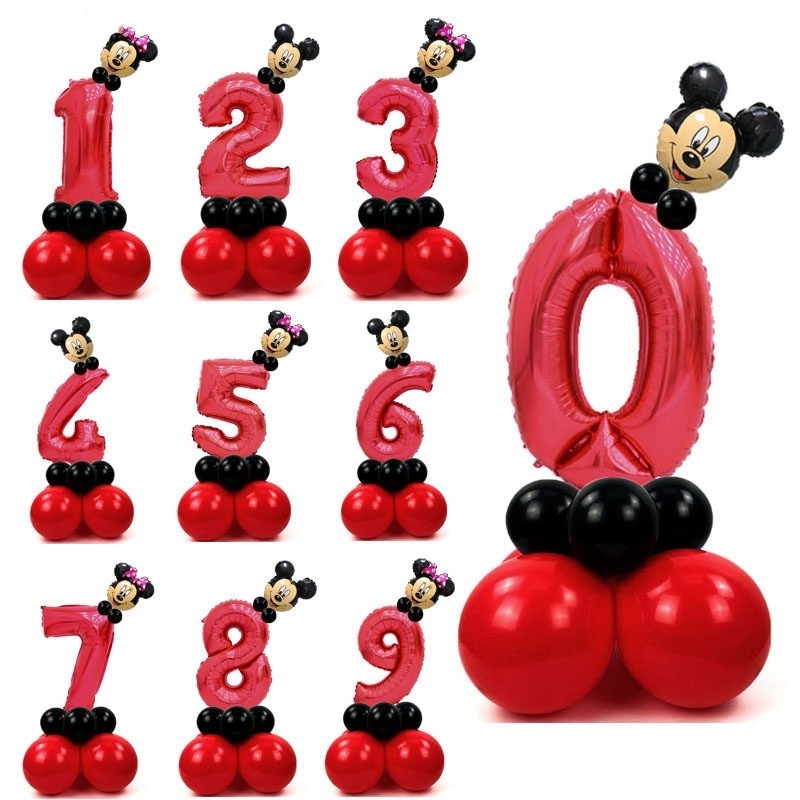 Pcs Red Theme Mickey Minnie Balloon Column Mickey Mouse Number