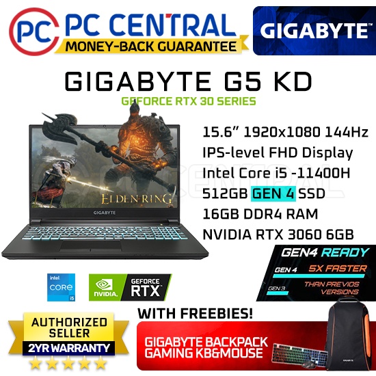 Gigabyte G5 Kd Rtx3060 Gaming Laptop 15 6 Fhd Ips 144hz Intel Core I5