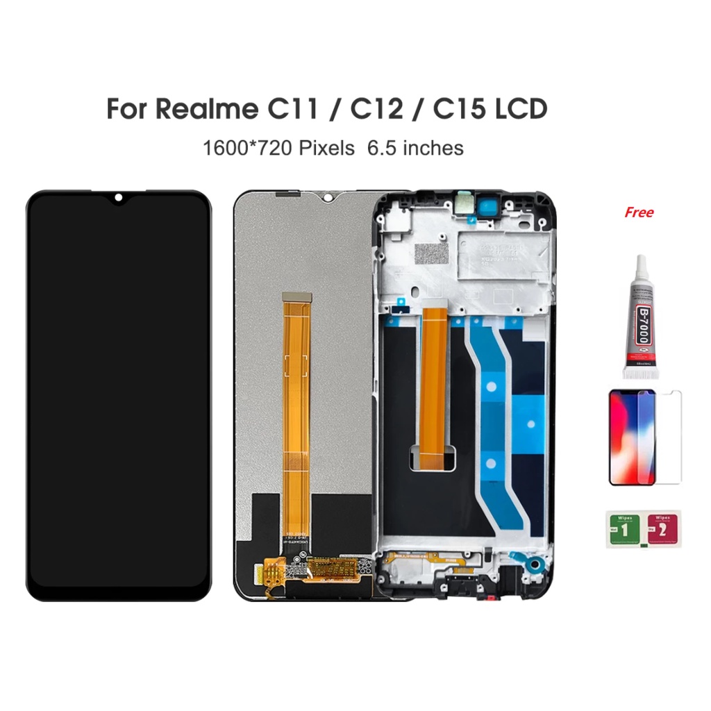 LCD With Frame For Realme C11 C12 C15 2020 RMX2185 RMX2189 RMX2180 LCD