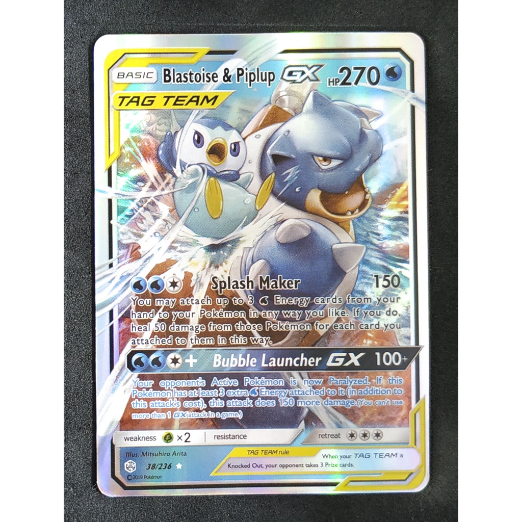 Blastoise Piplup Tag Team GX Camex Pjama 38 236 Pokemon Card Gold