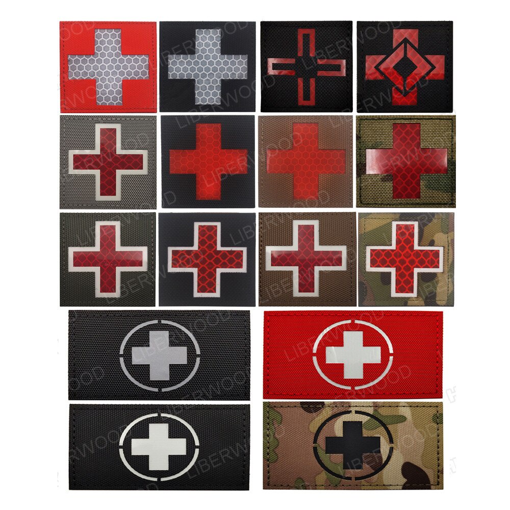 IR Red Cross Paramedic EMT EMS Army Combat Medic First Aid Patches