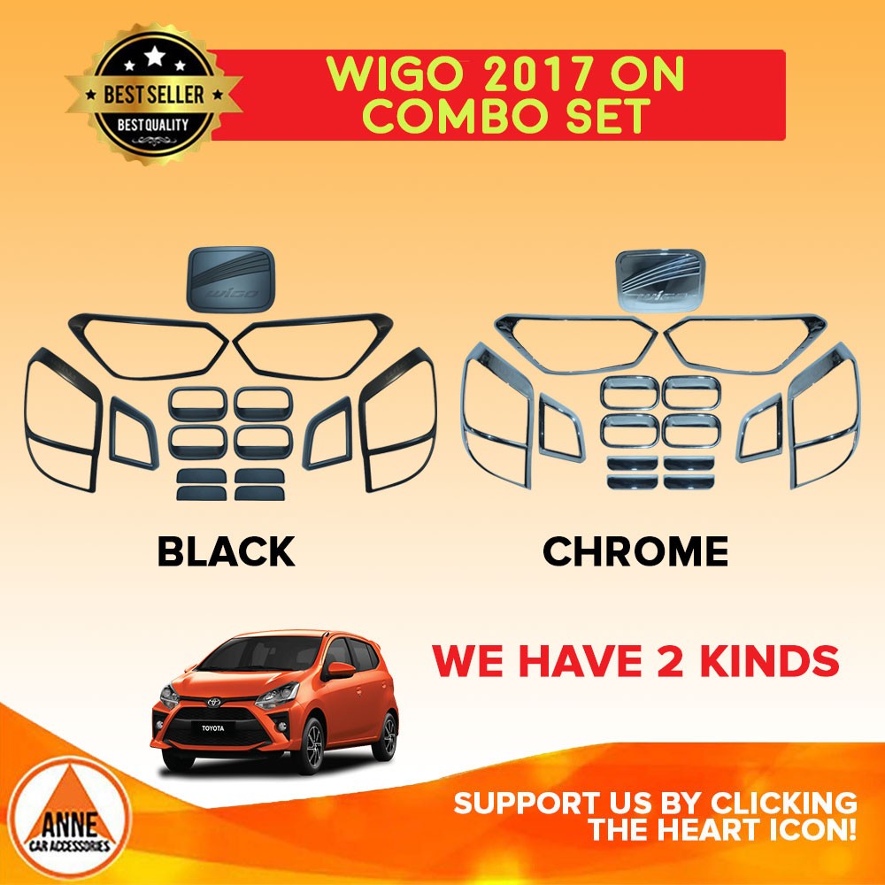 Toyota Wigo August 2017 2023 Model Black Chrome Garnish Cover Set