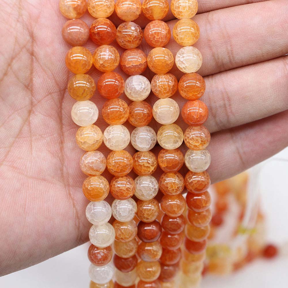 St Kunkka Natural Crackle Agates Stone Bead Round Red 1Strand Lot 6