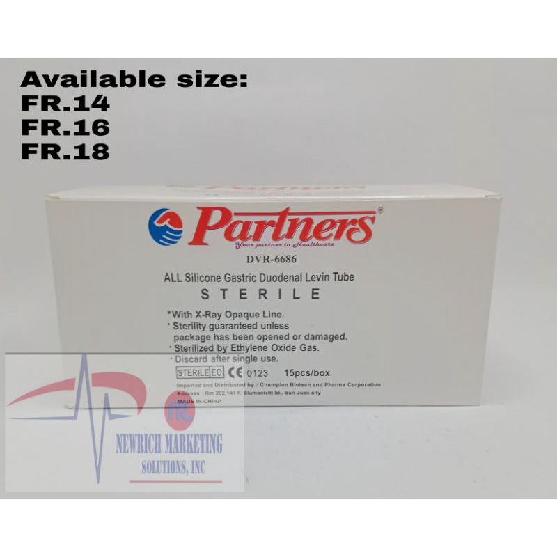 PARTNERS NGT All Silicon Gastric Duodenal Levin Tube 1pc Shopee