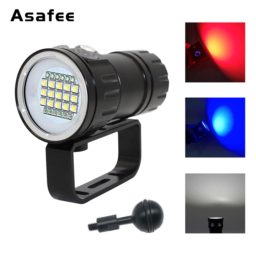 Asafee 20000LM Powerful Super Bright High Power LED Diving Flashlight