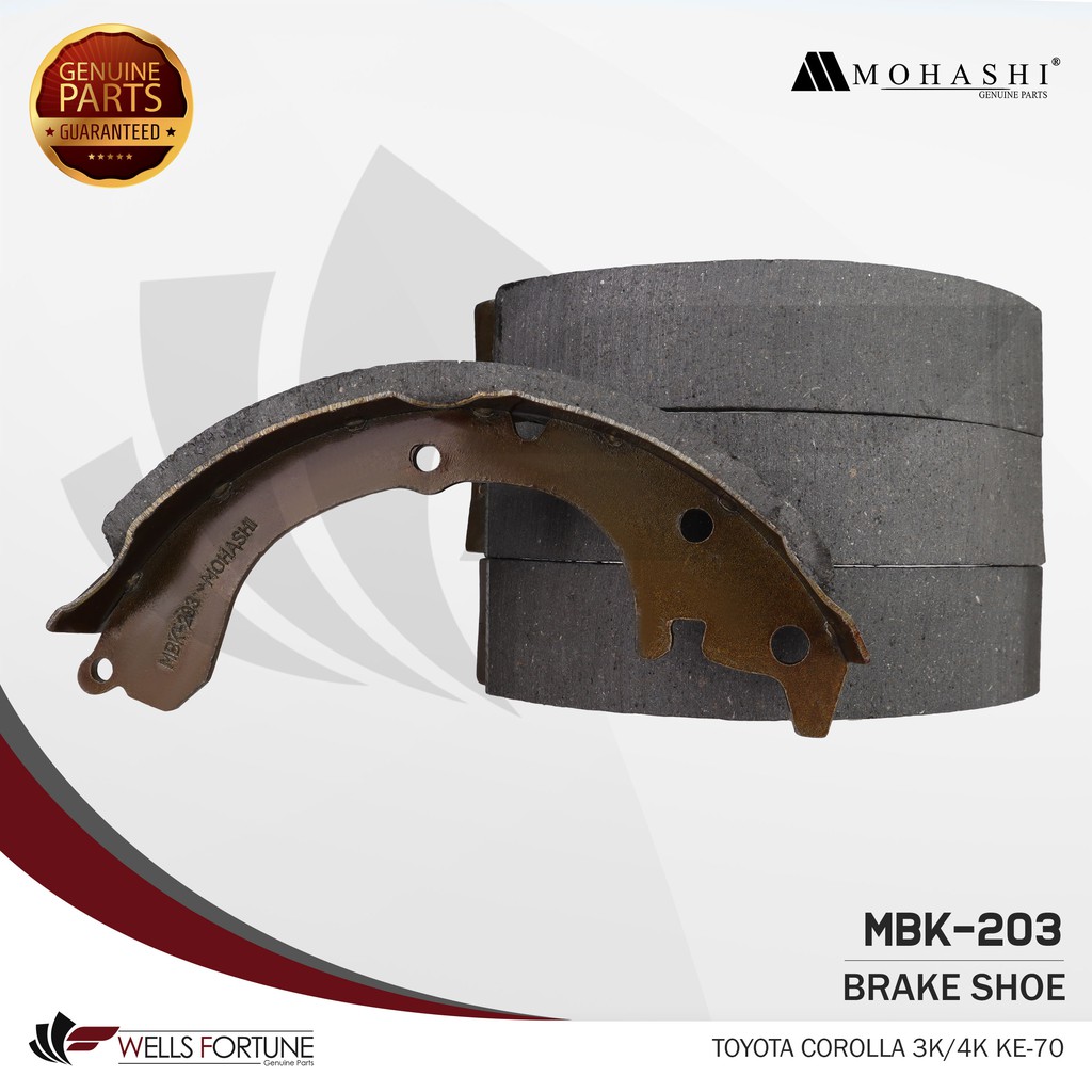 TOYOTA COROLLA 3K 4K KE 70 REAR MOHASHI BRAKE SHOE 4PCS Shopee