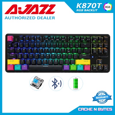 Ajazz K870T 87 Keys Wired Wireless Mechanical Keyboard Black Blue