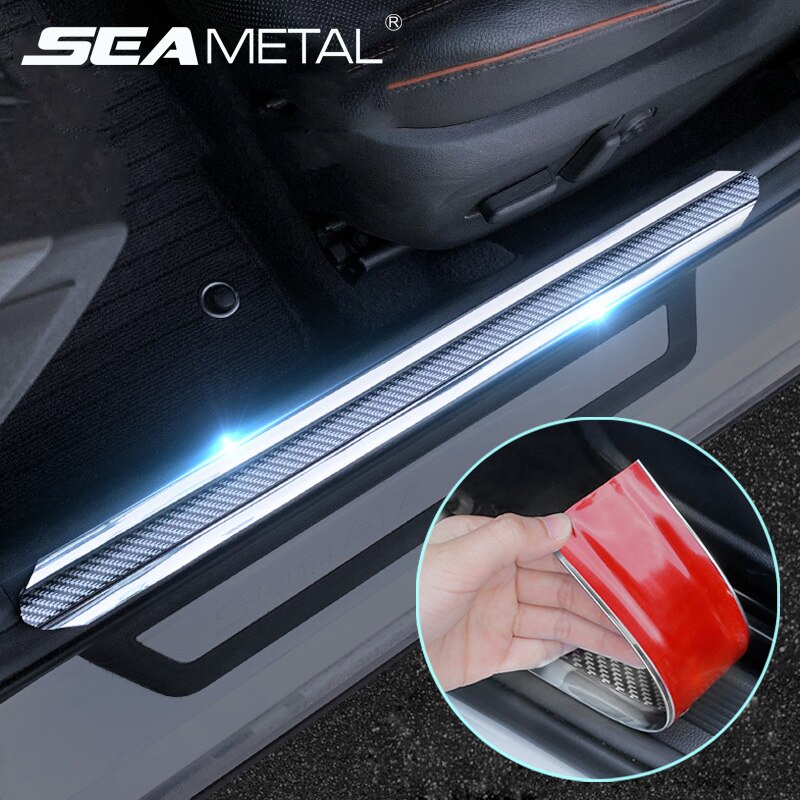 Seametal Car Stickers Door Sill Protector 5d Carbon Fiber Bumper Strips