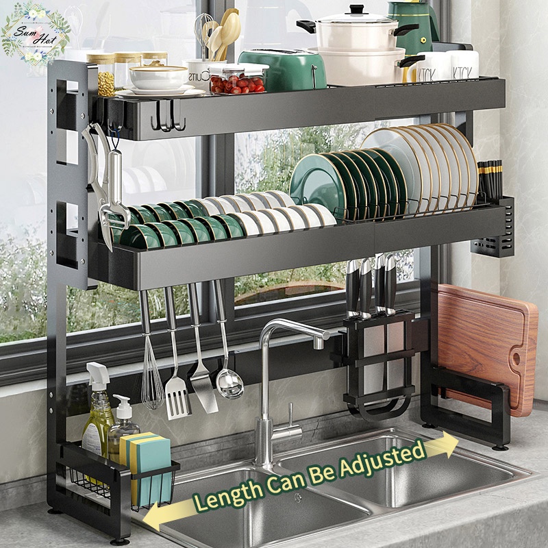 Rak Dapur Stainless Steel Sink Dish Rack Rak Pinggan Sinki Dish Drainer