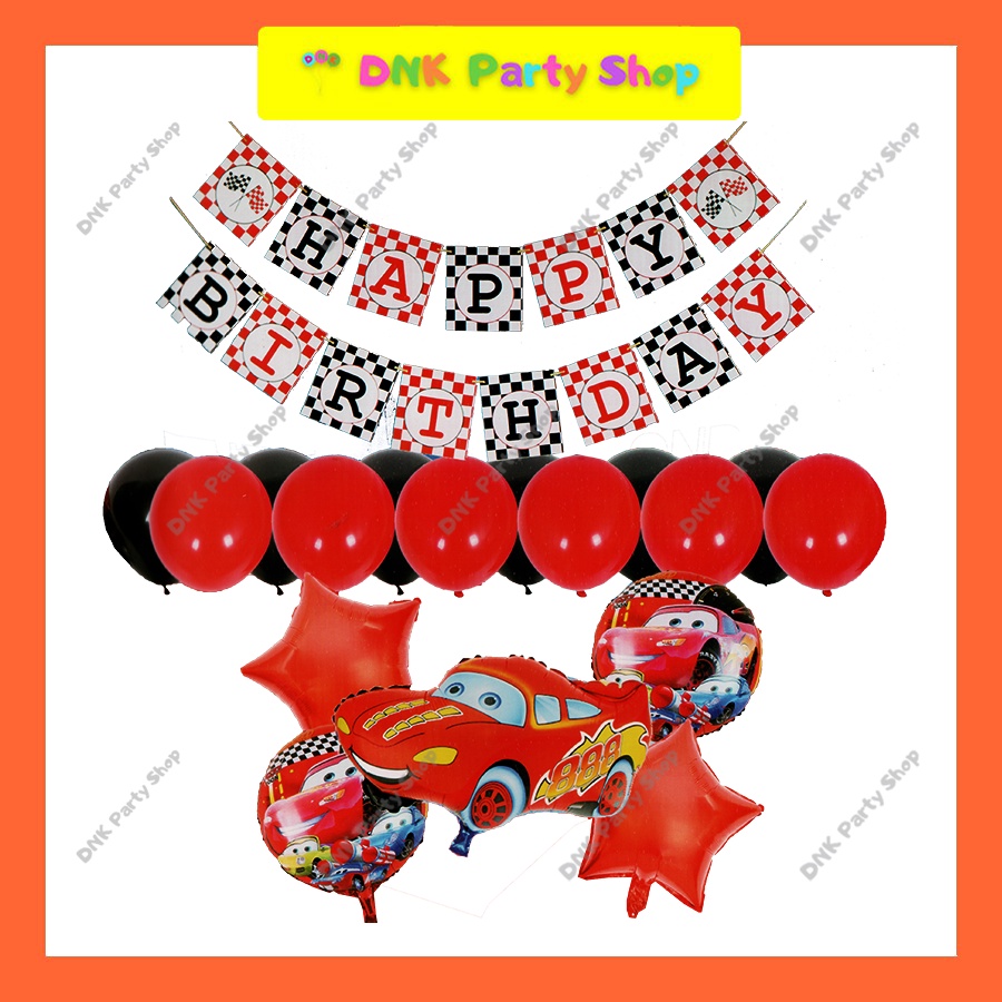 Cars Lightning Mcqueen Theme Balloon Banner Happy Birthday Super Set