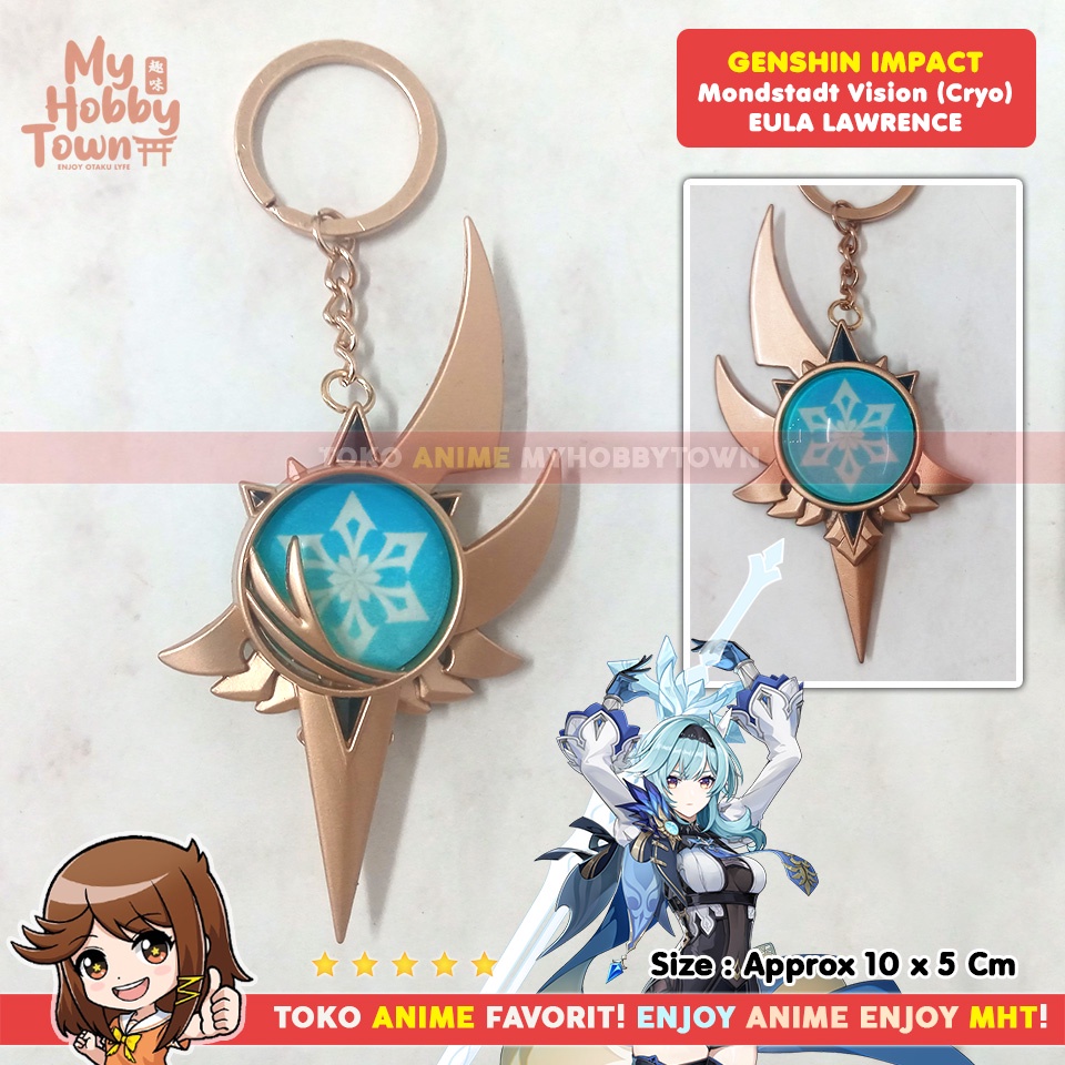 GANTUNGAN Genshin Impact Mondstadt Cryo Eula Lawrence Vision Keychain