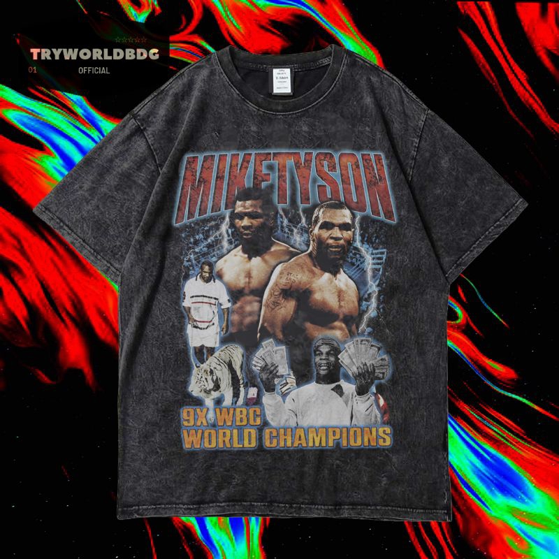 Tryworldbdg Official Mike Tyson Oversized T Shirt Washed Shirt