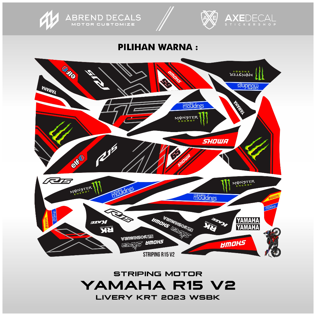 Striping Yamaha R V Livery Krt Wsbk Racing Motorcycle Sticker