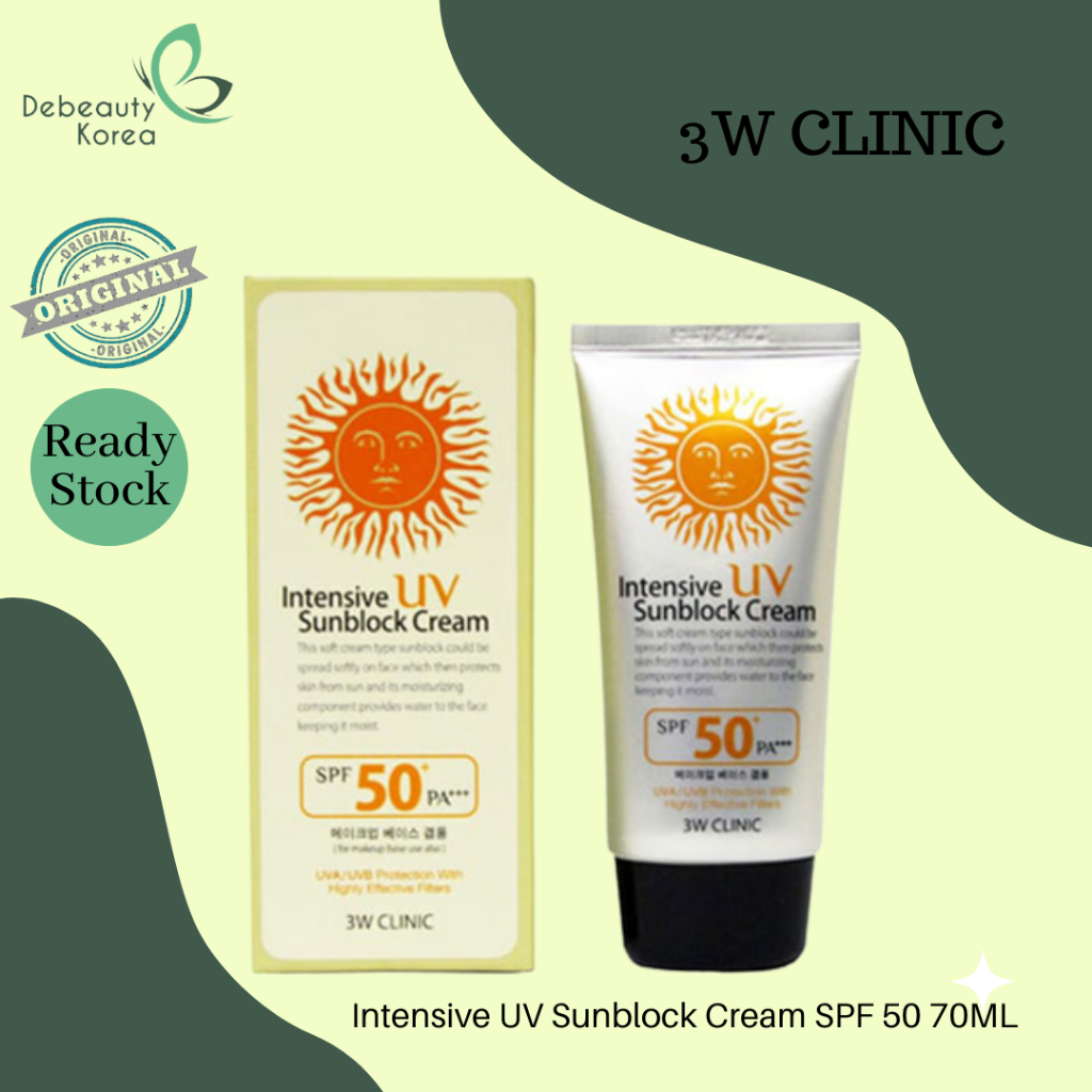 3w Clinic Intensive UV Sunblock Cream SPF 50 PA 70ml Shopee