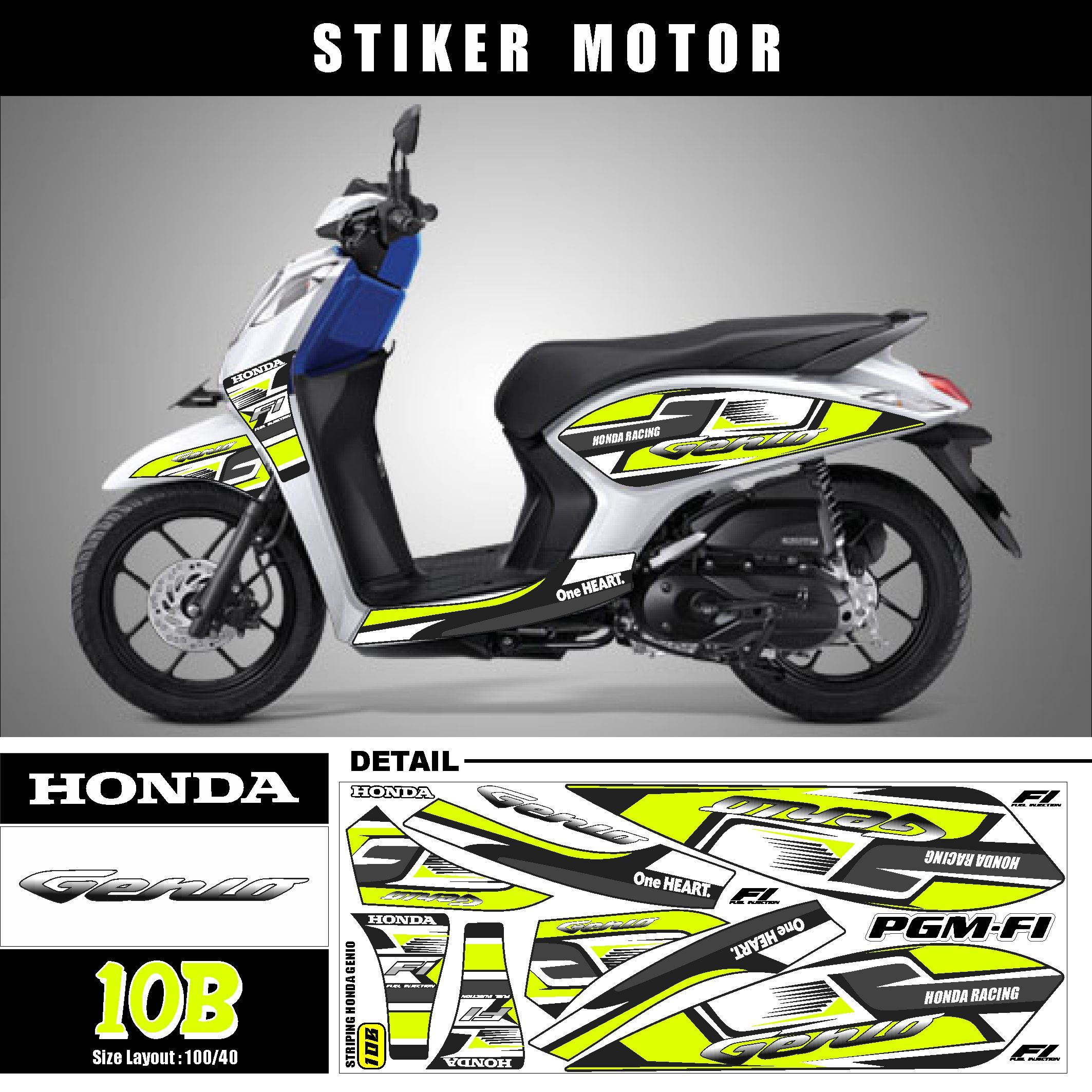 Honda Genio Variation Striping Genio Motorcycle Decal Sticker Honda