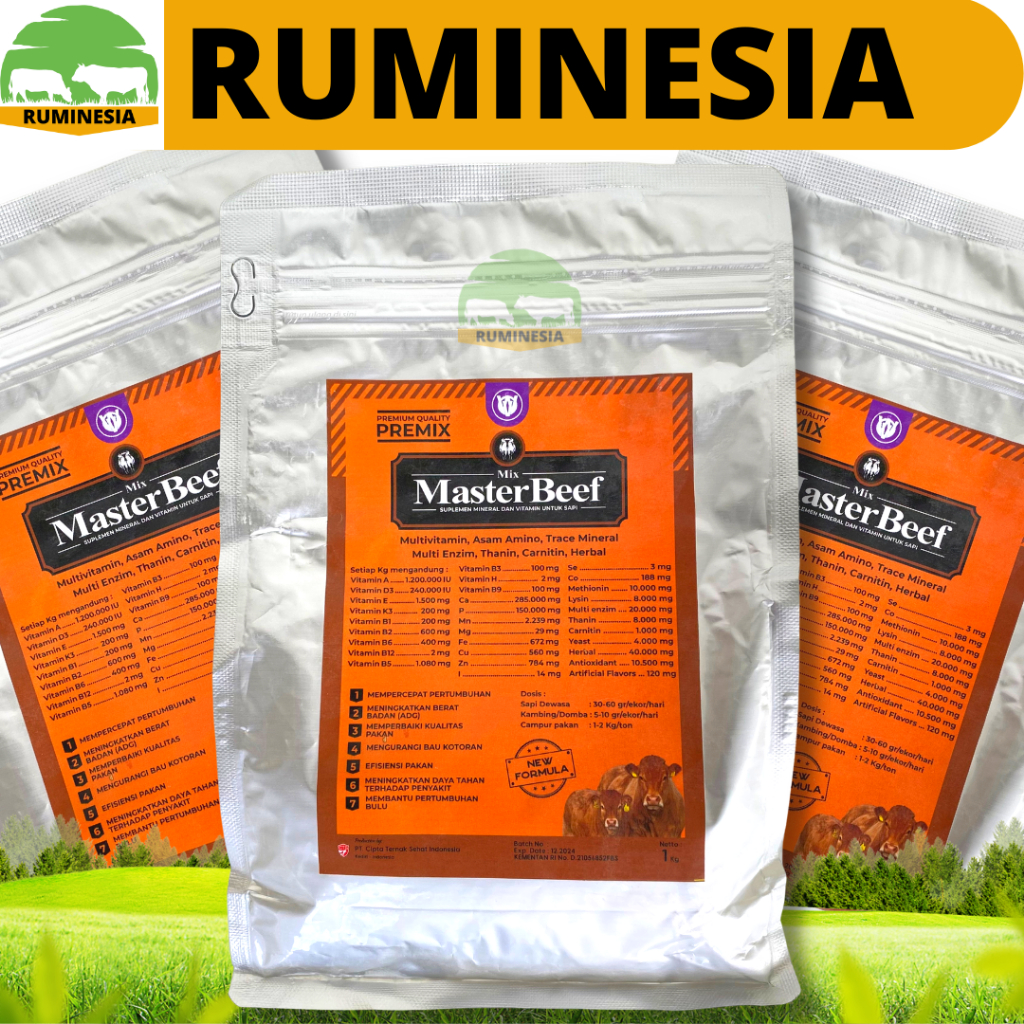 Premix VITAMIN Cow MASTER BEEF 1KG Premix To Stimulate Growth And