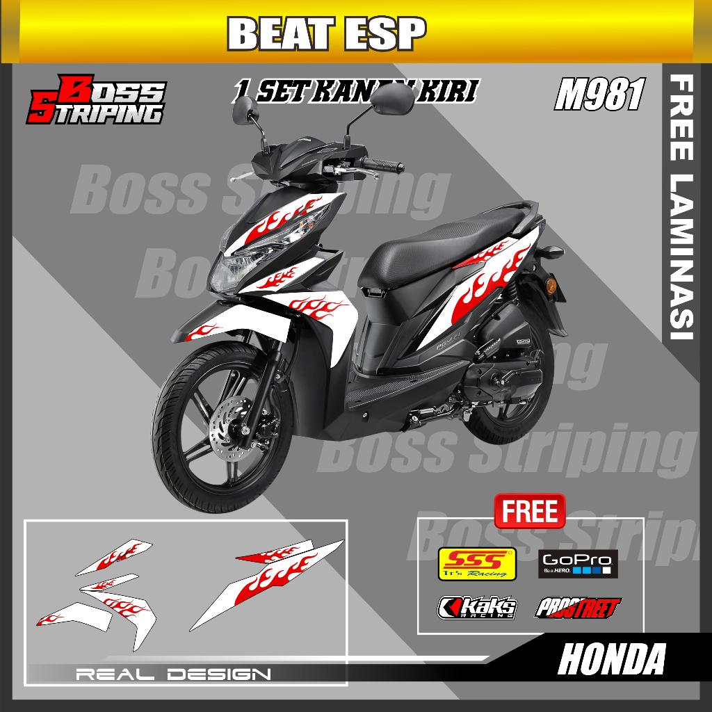 Striping Sticker Honda Beat Esp Fi New Cw Iss M