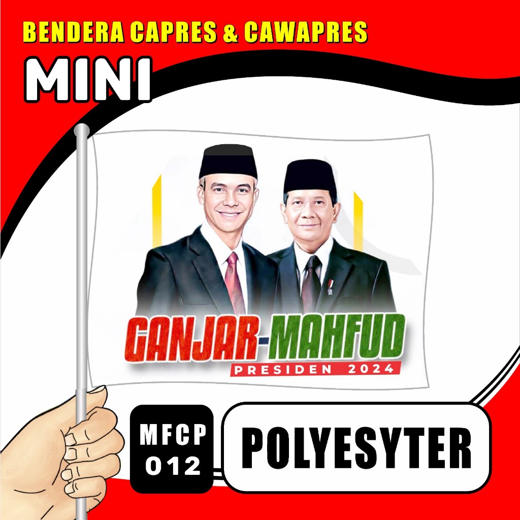 Mini Flag Free Stick Presidential Election Ganjar Mahfud Capres Vice