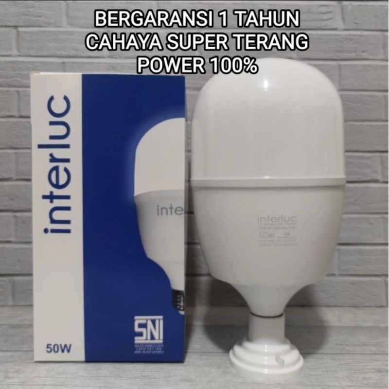 PUTIH CAHAYA 50w LED Light Bulb INTERLUC CAPSULE Bright White Light SNI