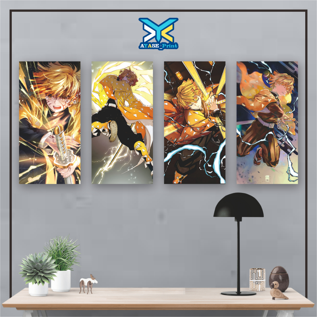 Kayu Hiasan Dinding Wall Decor Zenitsu Agatsuma Demon Slayer Kimetsu No