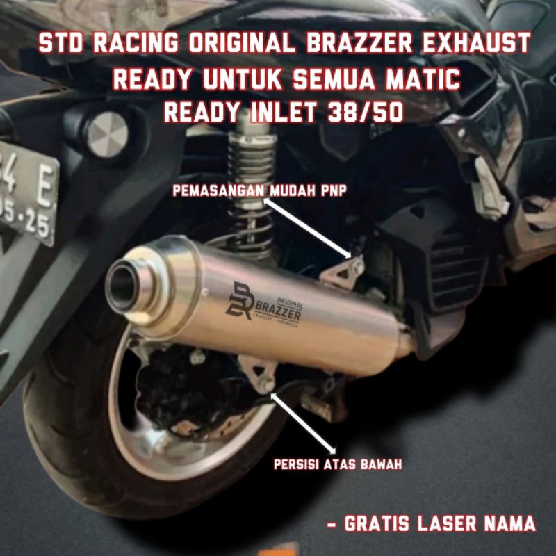 Standard Exhaust Racing Nmax Aerox Pcx Vario Adv Xmax Beat Vantel Mio