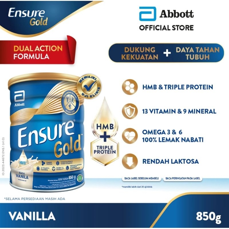 Ensure GOLD HMB Vanilla 850GR Low Lactose Adult Nutrition 850GR