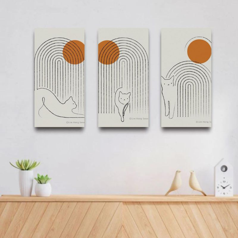 Kayu Hiasan Dinding Md Wall Decoration Aesthetic Boho Paint Set Of